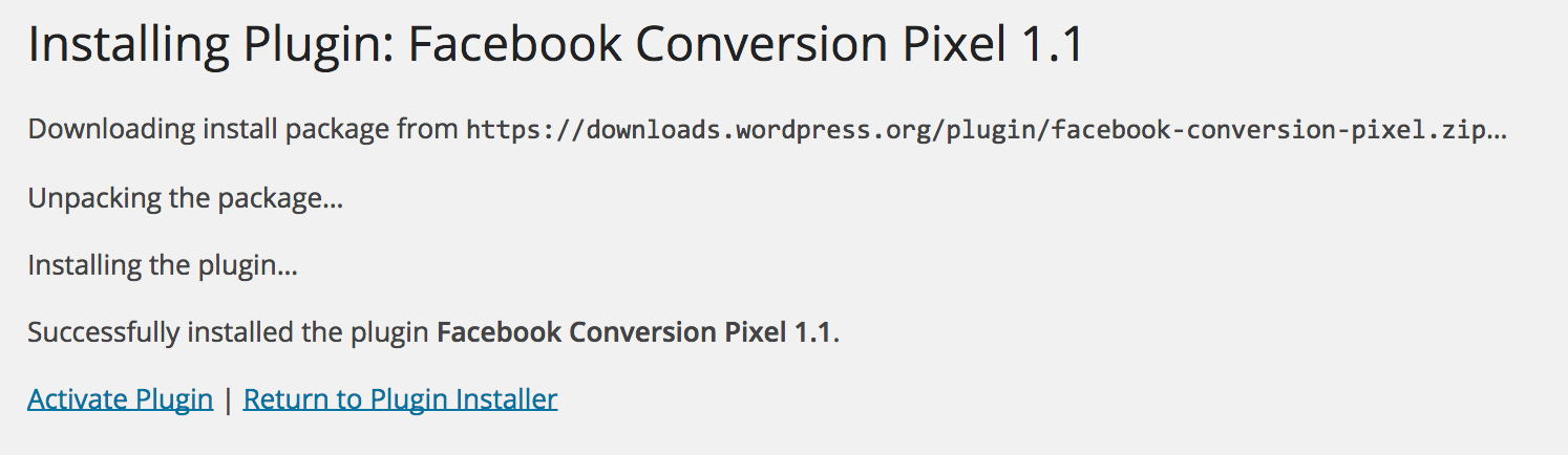 facebook conversion pixel activated