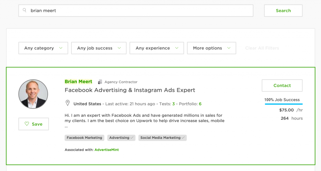 AdvertiseMint Upwork account