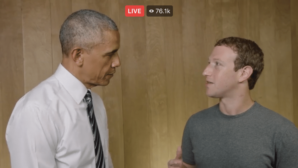 barack obama and mark zuckerberg live video