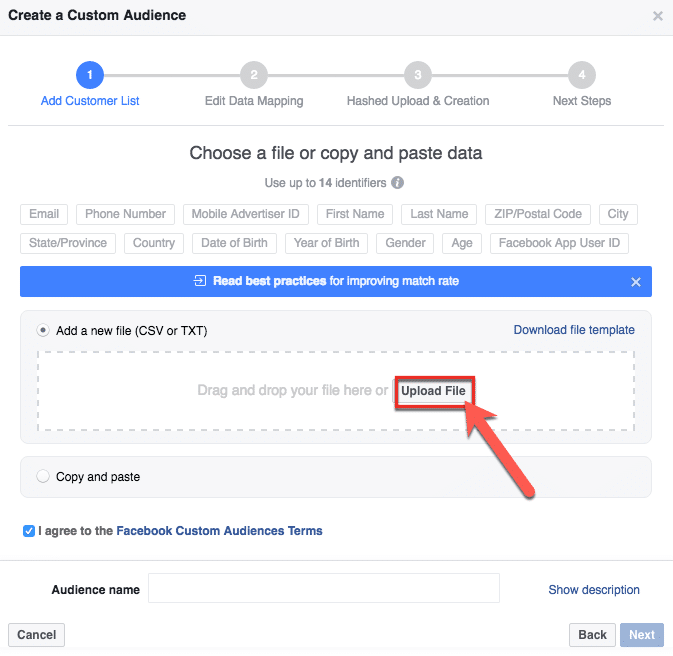 How To Build A Facebook Custom Audience Using Multiple Data Types4