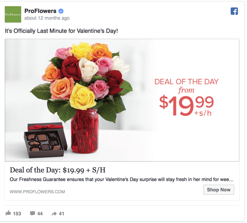 Proflowers valentines day marketing example