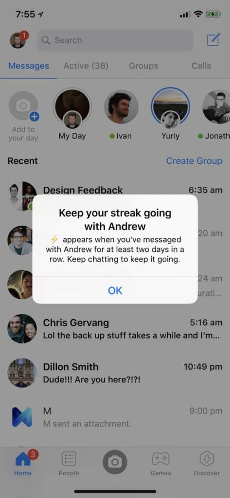 Facebook Messenger Copies Snapchat s Streak Idea 
