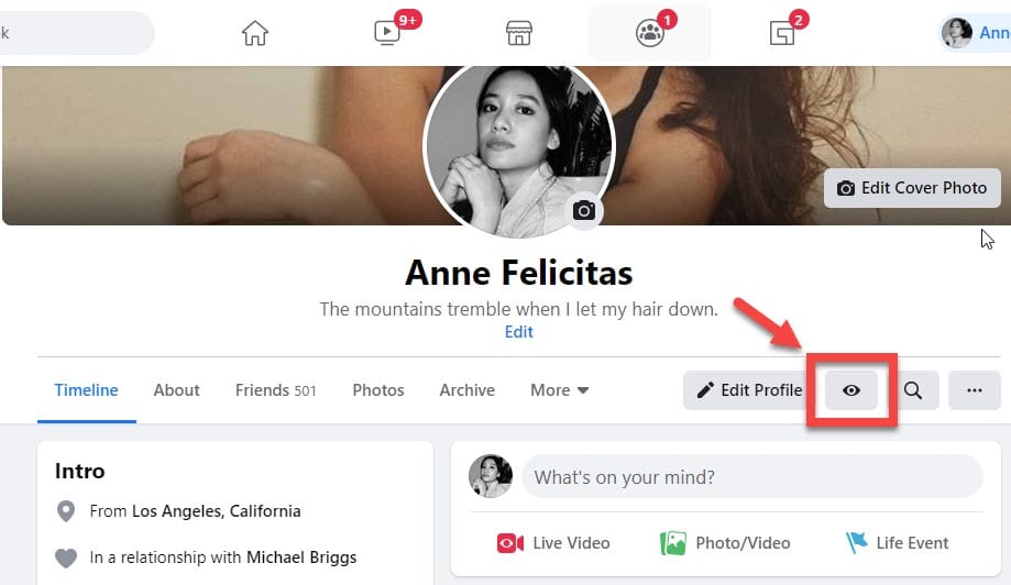 Above head and shoulder Tears Like Updated 2021) How to View What Your Facebook Profile Looks Like to Others -  AdvertiseMint
