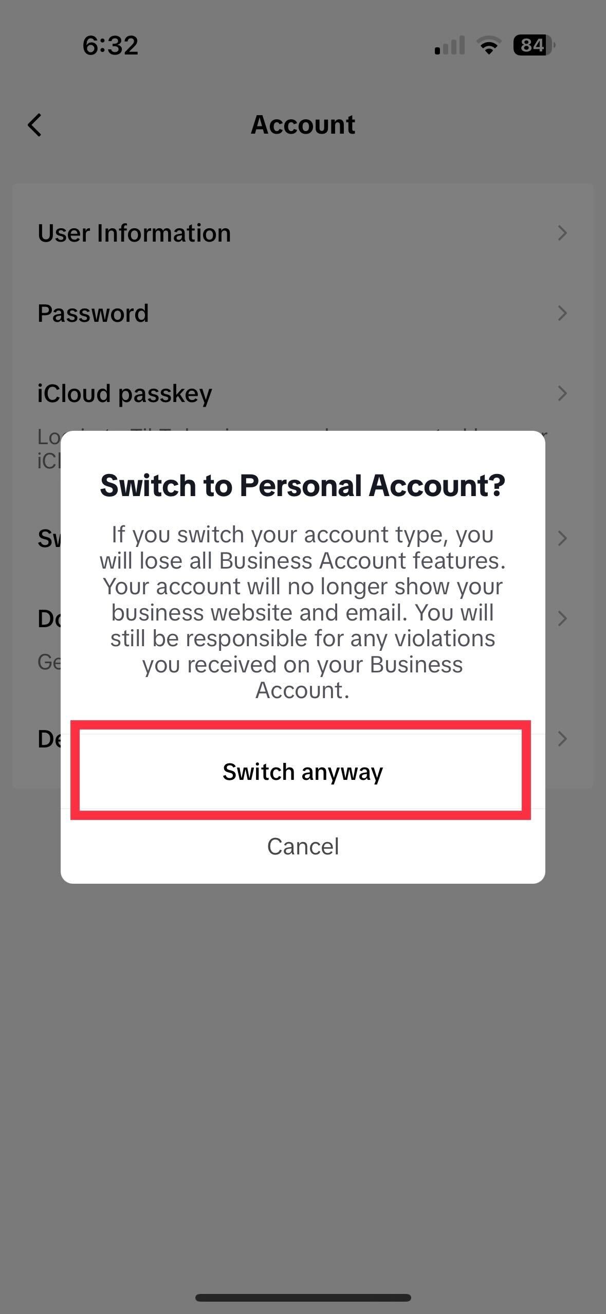 how to unlink tiktok account for business 6