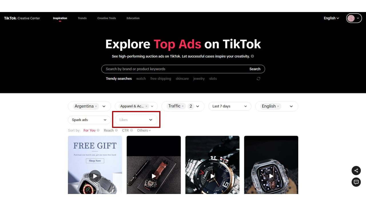 how to use TikTok top ads dashboard 7