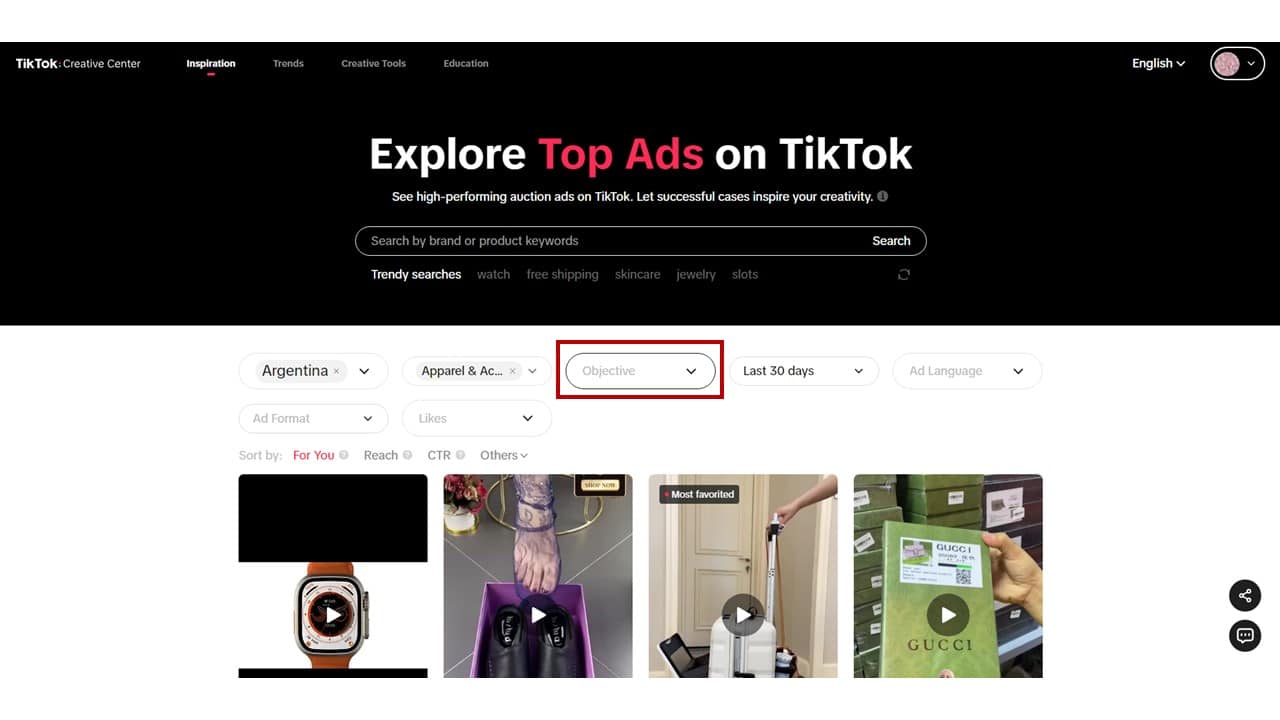 how to use TikTok top ads dashboard 3