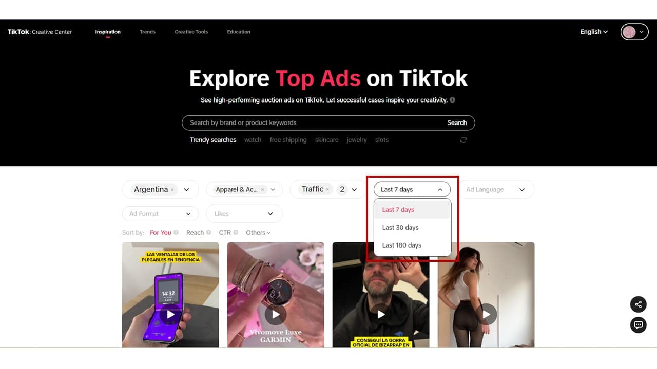how to use TikTok top ads dashboard 4