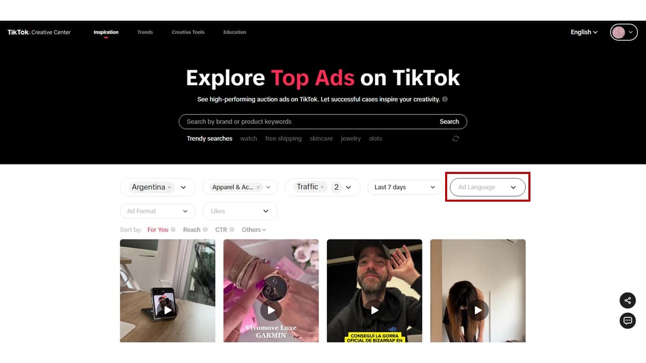 how to use TikTok top ads dashboard 5