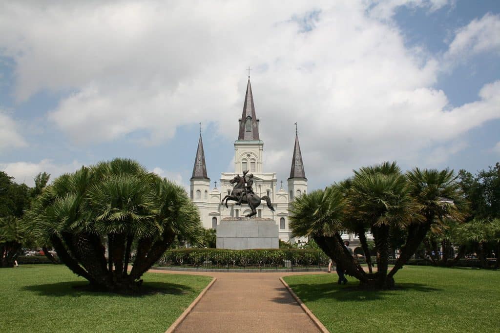 Front view of Andrew Jackson monument, New Orleans advertising agency