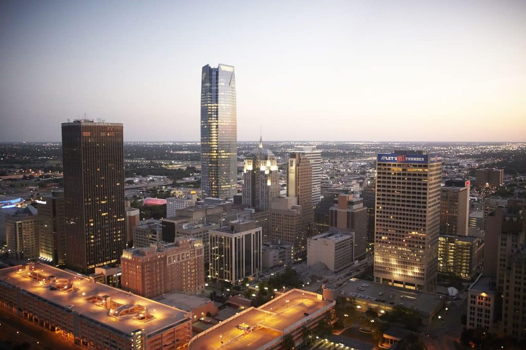 night view of Oklahoma City advertising agency