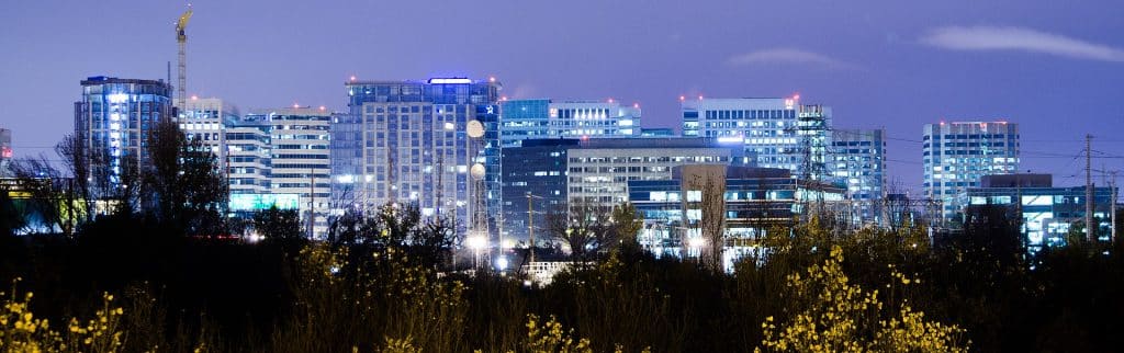 Night view of downtown San Jose advertising agency