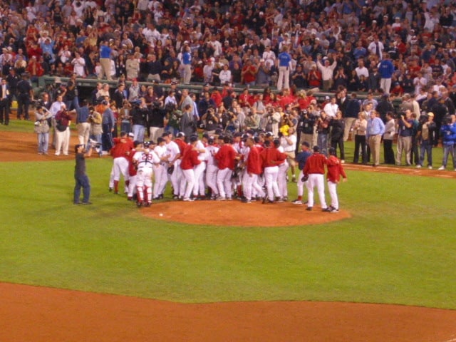 boston red sox celebrating victory