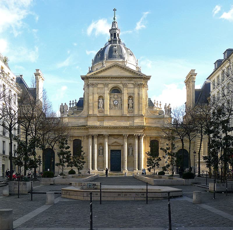 Main view of Sorbonne building, Paris educational advertising agency