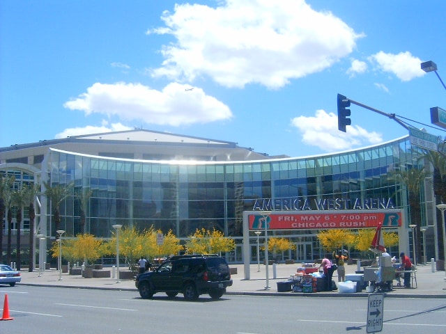 Front view of Stick Resort Arena in downtown Phoenix sports advertising agency