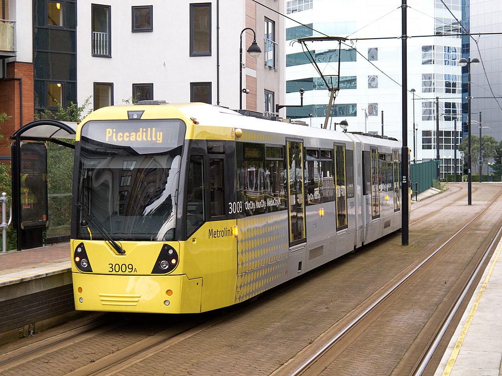 Bombardier M5000 carrying commuters, Manchester transport advertising agency