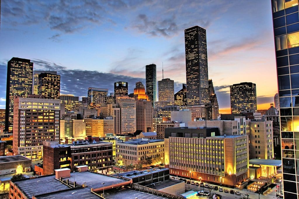 Night View of Downtown Houston real estate advertising agency