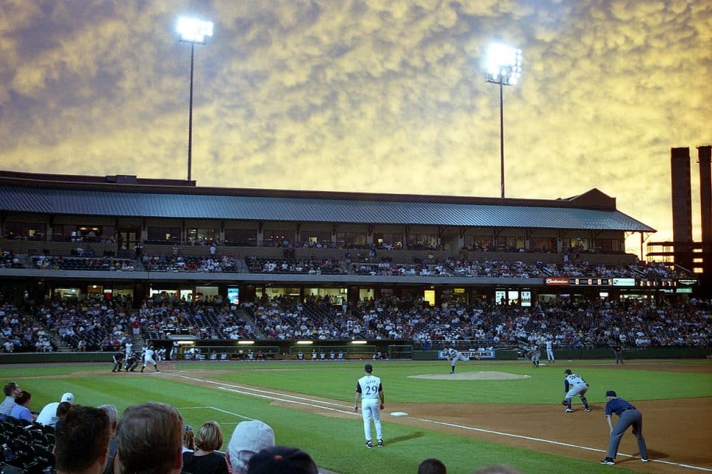 A team from Louisville playing baseball sports advertising agency