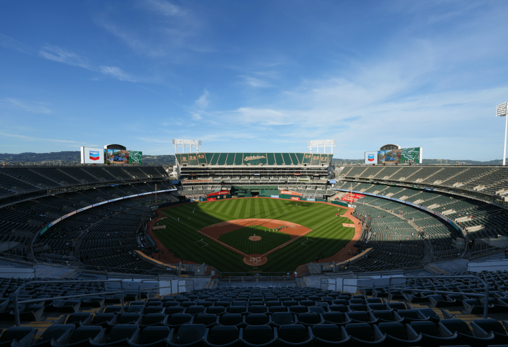 Oakland Coliseum home to Oakland Athletics sports team advetising agency