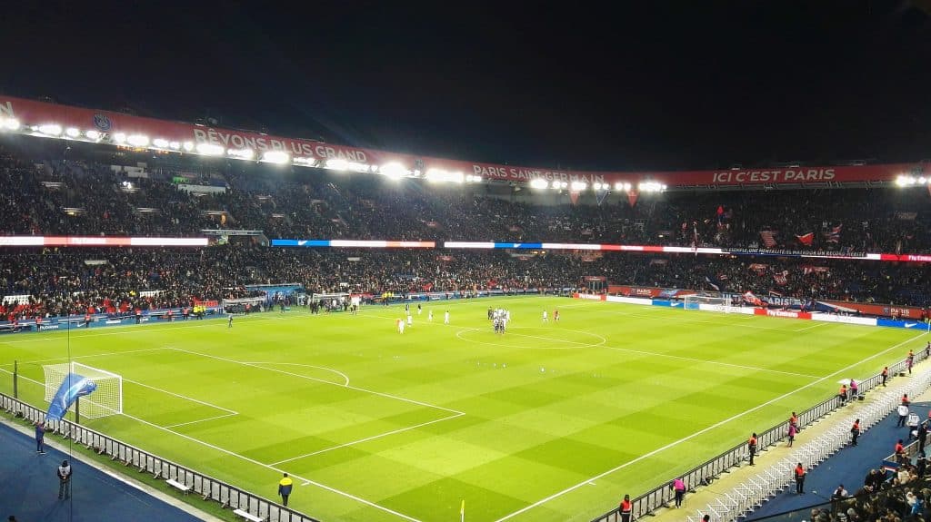 Parc des princes hosting football match with crowd, Paris advertising agency