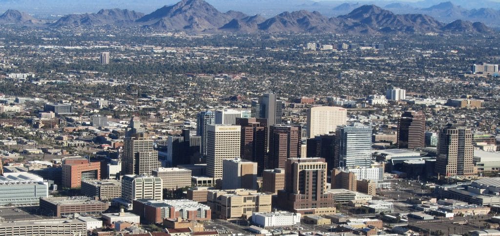 Aerial picture of Phoenix Downtown, Phoenix advertising agency