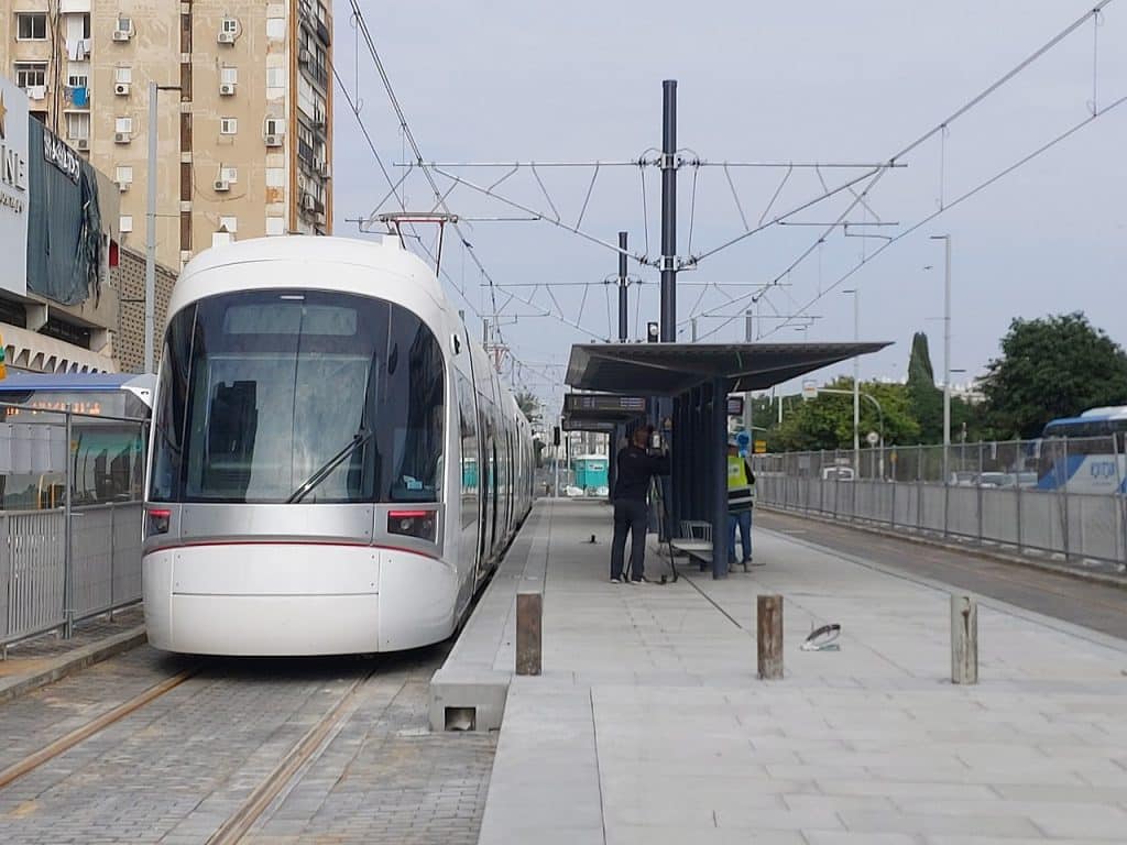 Tel Aviv light rail at station, Tel Aviv advertising agency