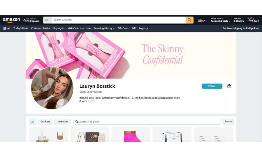 image for amazon influencer storefront examples 1