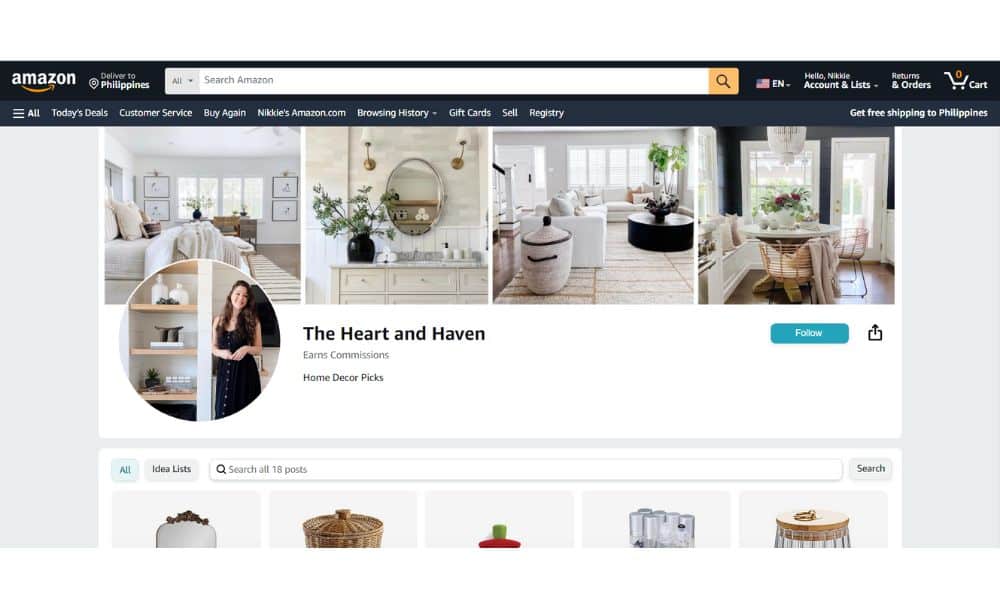 image for amazon influencer storefront examples 3
