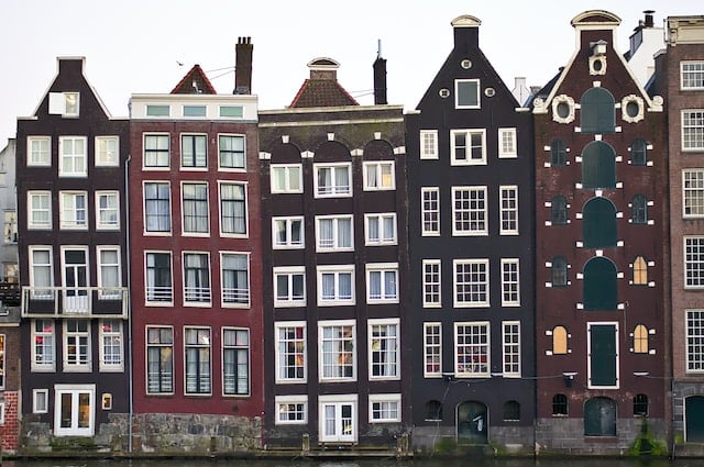 View of dancing houses in Amsterdam advertising agency