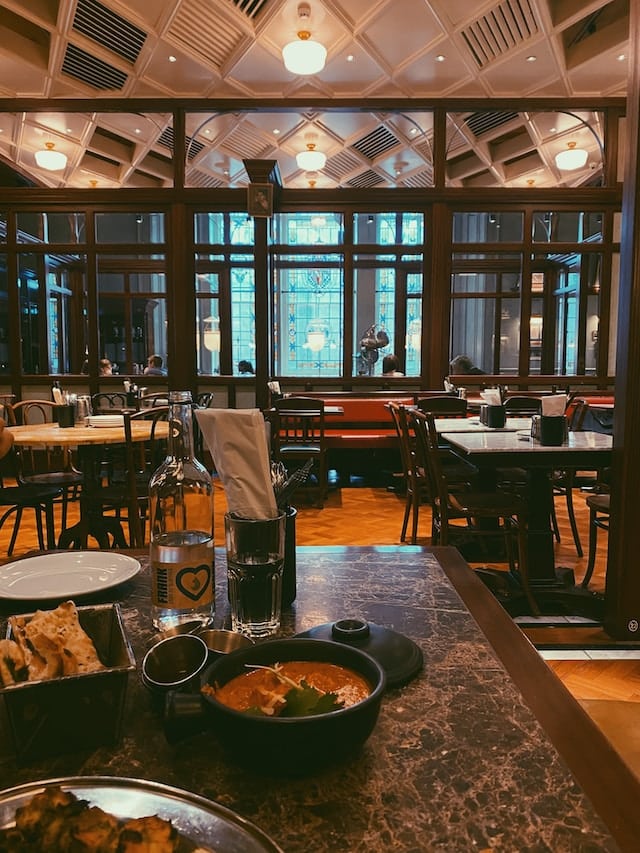 Sitting area in a restaurant with chairs, Manchester advertising agency