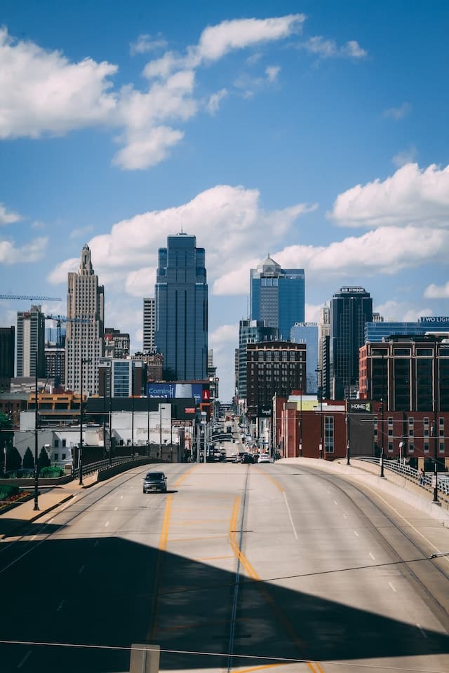 Kansas city downtown buildings view.