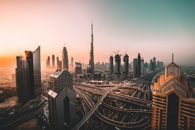 Aerial view of Sky scrappers in Dubai advertising agency