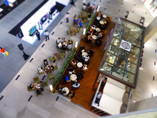 Aerial photo taken while customers eating food in a restaurant, Hong Kong advertising agency
