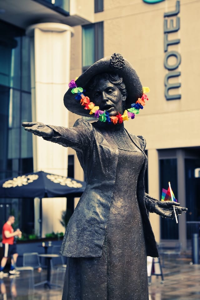 Statue of Emmeline Pankhurst during Manchester Pride