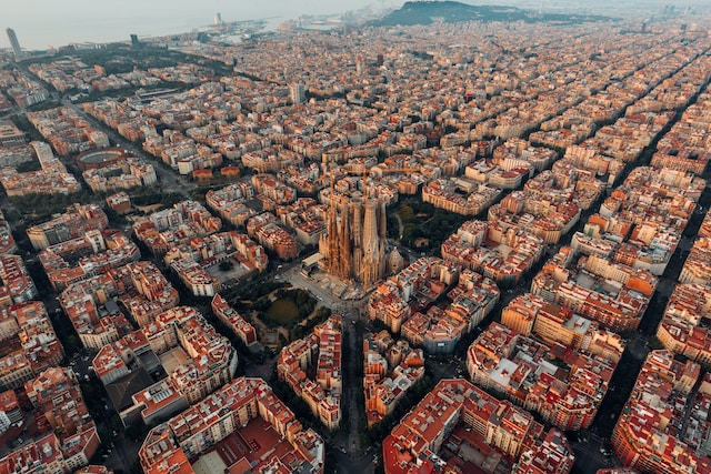 Aerial shot of Barcelona real estate advertising agency