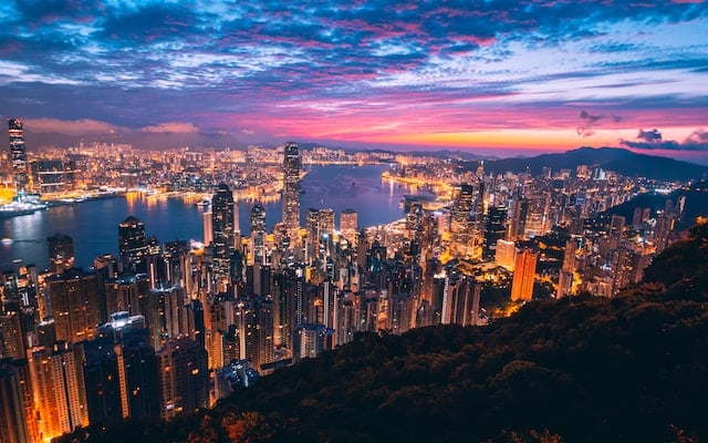 Mesmerizing night view of Hong Kong city advertising agency