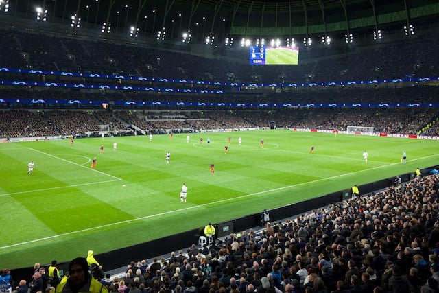 Crowd at Etihad Stadium watching game, Manchester sports advertising agency