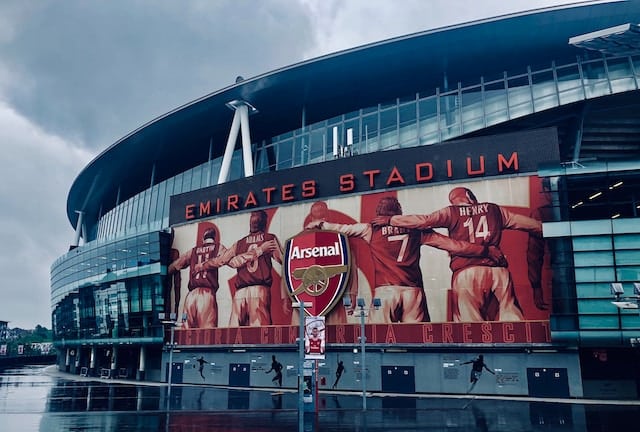 Front view of emirates stadium home to Arsenal FC, London sports advertising agency