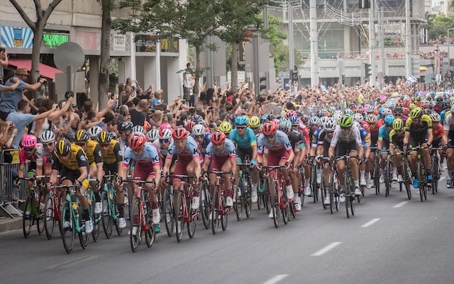Participants in cycling race in Tel Aviv sports advertising agency