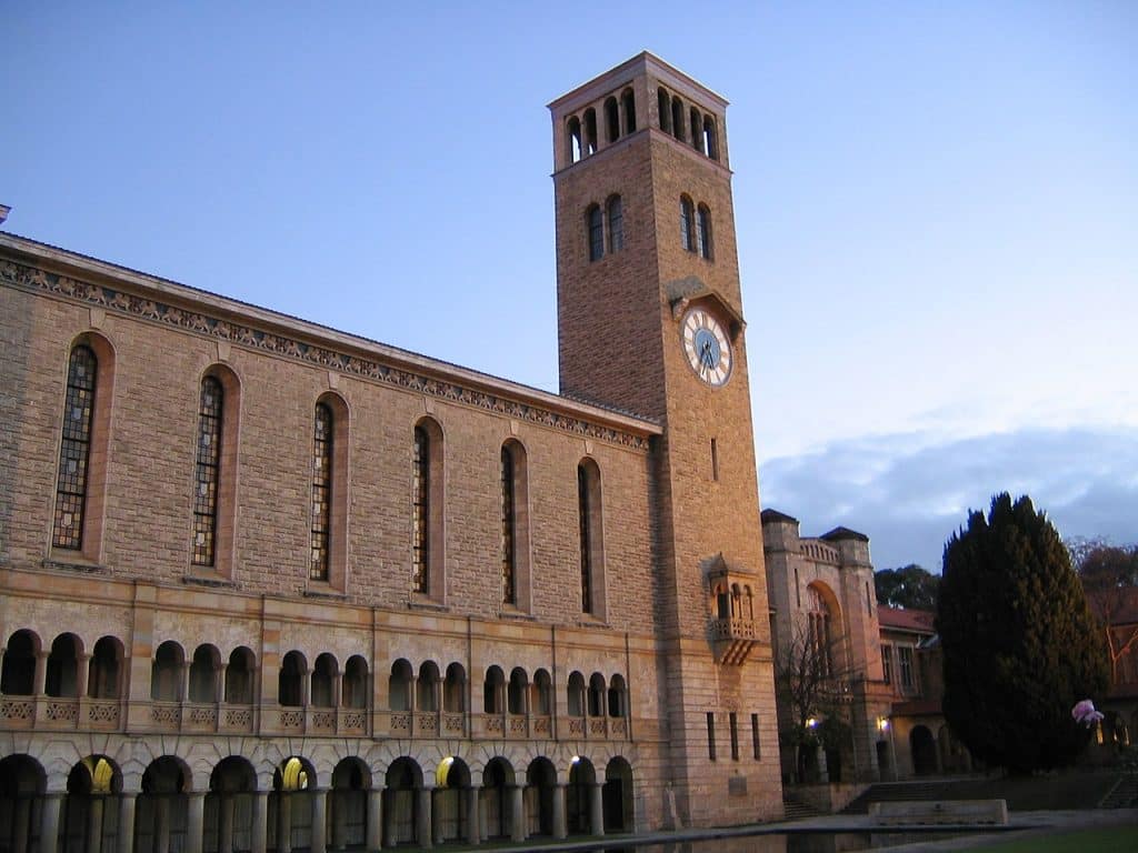 Front view of the iconic Winthrop Hall UWA campus, Perth advertising agency