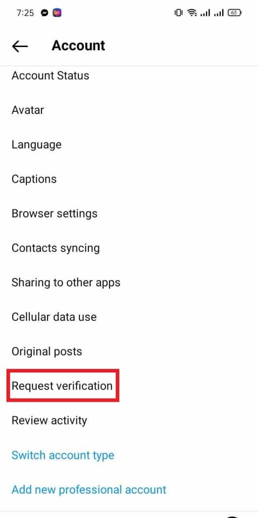 how to get verified on instagram: request verifcation