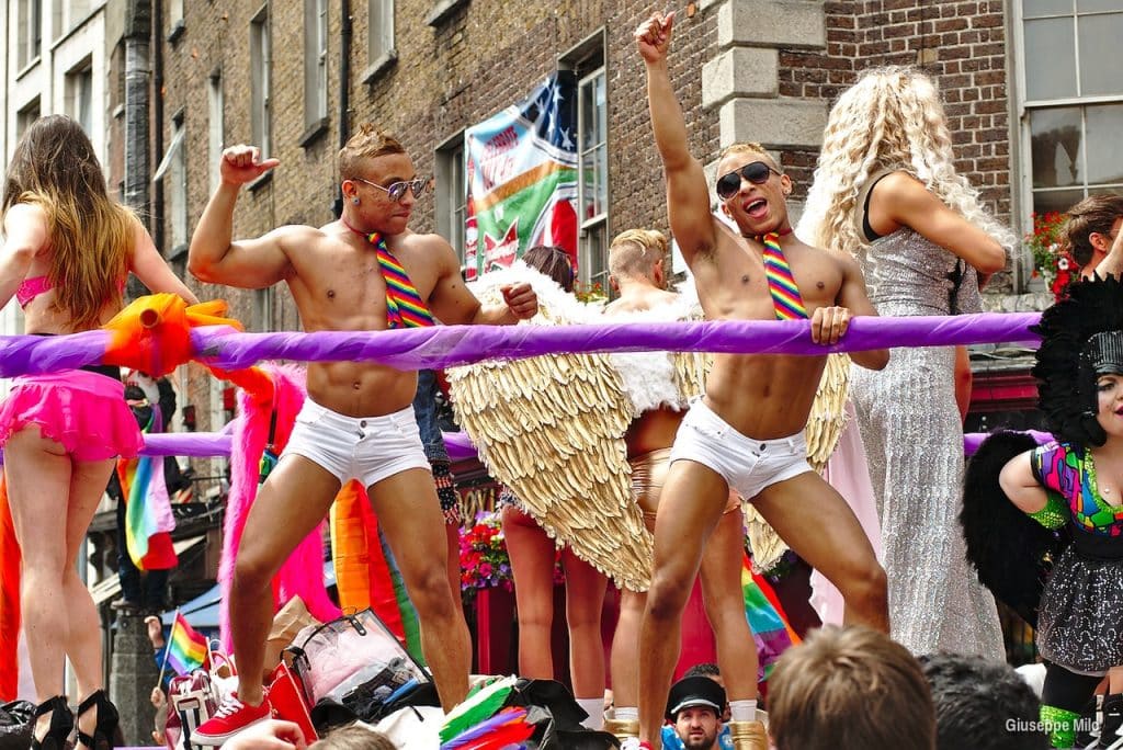 People celebrating at Pride parade festival Dublin advertising agency