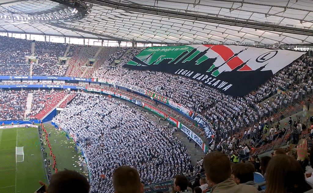Legia fans supporting their team on National Stadium during 2015–16 Polish Cup final, Warsaw sports advertising agency