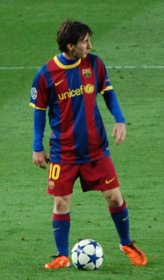 Messi wearing barca shirt with UNICEF as sponsor, Non Profit Advertising Agency.