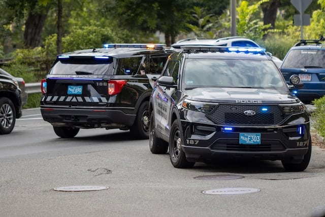 Police vehicles on duty, Law Enforcement Advertising.