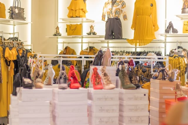 Women heels at display at apparel store, Shoes Advertising Agency.