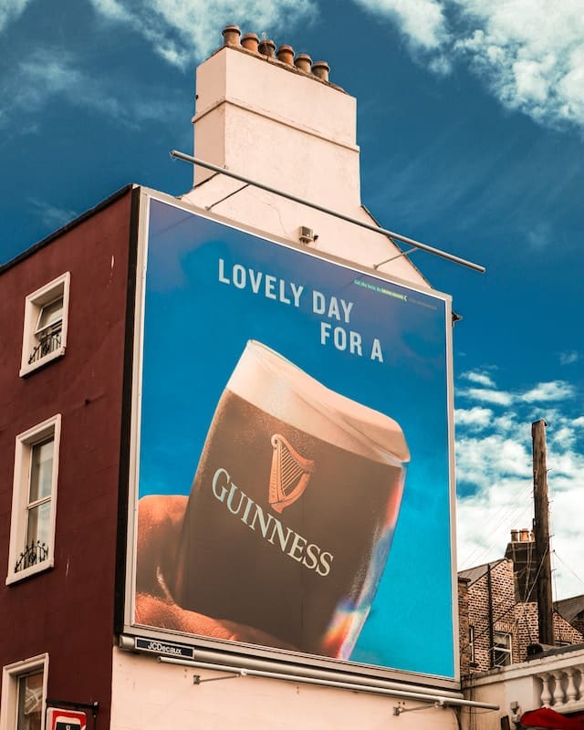 Guiness company using billboard for advertising in Dublin advertising agency