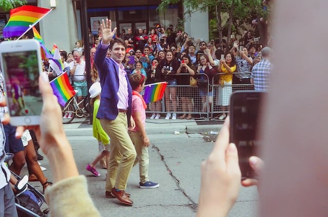 Justin Tradeau at pride march, Government Advertising Agency.