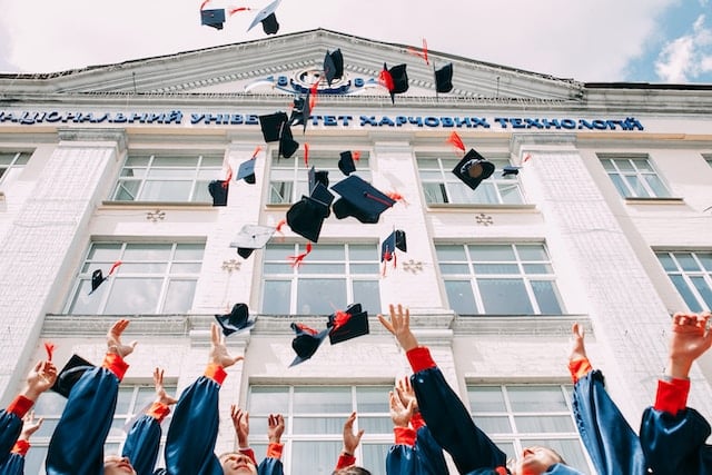 Graduation celebration by student, University College Advertising.