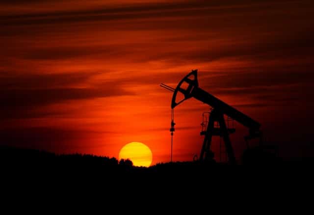 Oil field with sunset, Oil, Gas & Energy Advertising Agency.